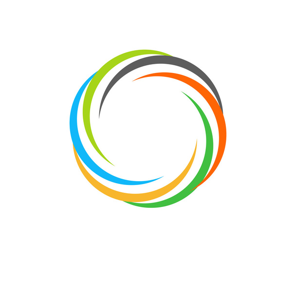 Logotipo de sol circular colorido abstrato isolado. Logótipo de arco-íris de forma redonda. Ícone de redemoinho, tornado e furacão. Spining sinal espiral hipnótico. Símbolo da lente. Ilustração vetorial
. - Vetor, Imagem