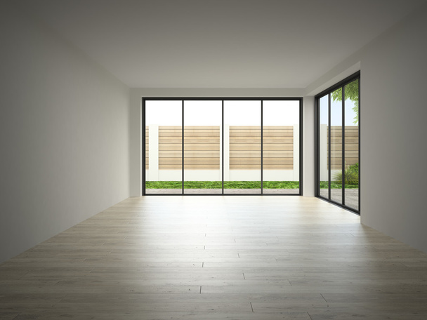 Interior of empty room 3D rendering - Φωτογραφία, εικόνα