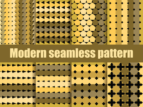 Conjunto de patrón moderno sin costuras. Patrón de repetición geométrica dorada y negra. Ilustración vectorial
. - Vector, imagen