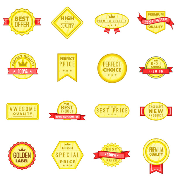 Retail label icons set in cartoon style - Vector, Image
