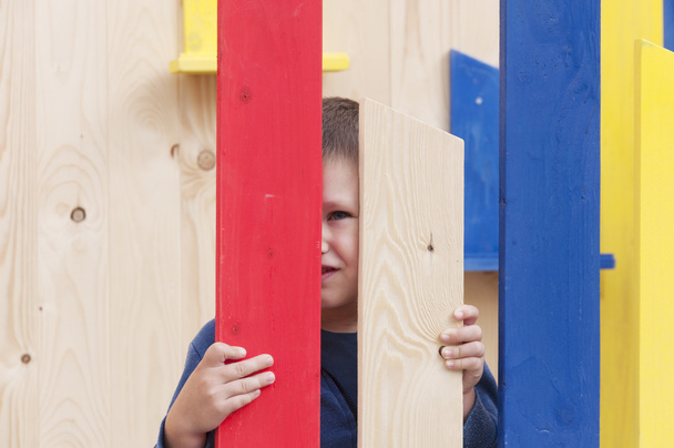 four-year boy playing hide and seek - Fotó, kép