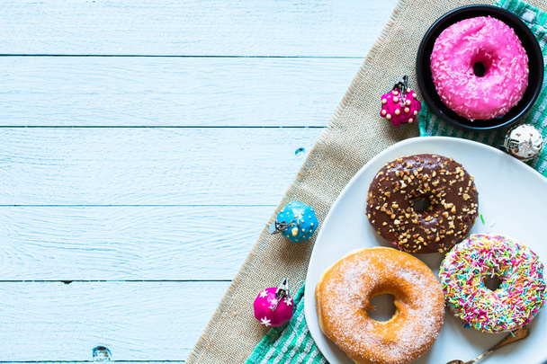 Colorful Donuts breakfast composition - Valokuva, kuva
