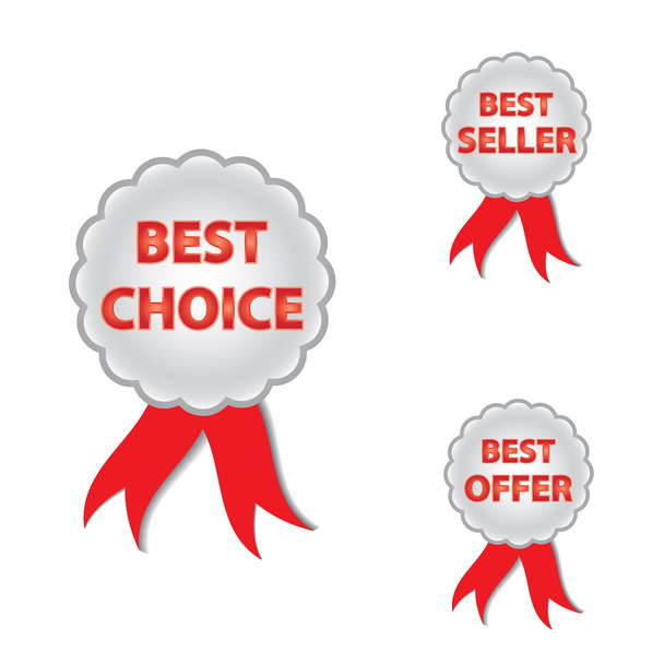 Best choice, offer and seller labels with ribbon. - Vektori, kuva