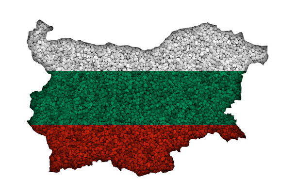 Mapa e bandeira da Bulgária em sementes de papoila
 - Foto, Imagem