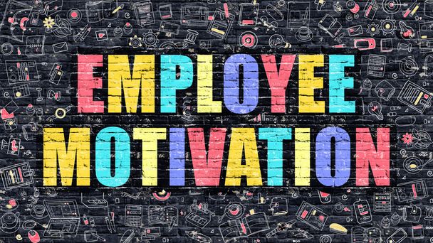 Concetto di motivazione dei dipendenti. Multicolore su Dark Brickwall
. - Foto, immagini