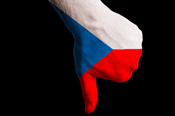 czech national flag thumb down gesture for failure made with han - Photo, Image