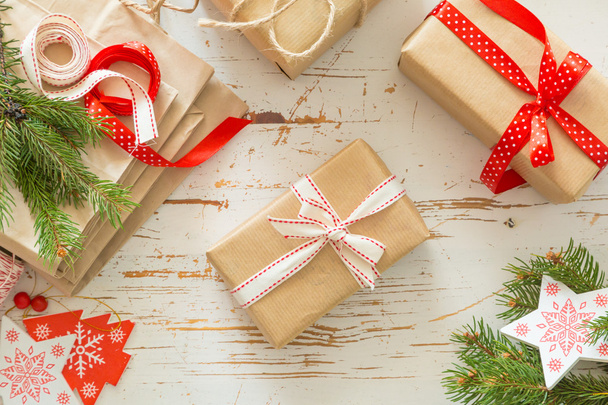Christmas presents in decorative boxes - Φωτογραφία, εικόνα