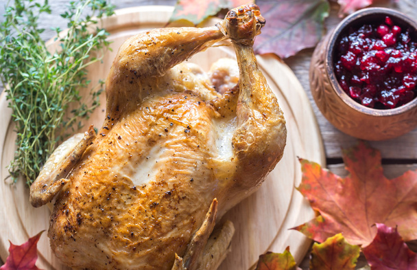 Roasted chicken with cranberry sauce - Photo, Image