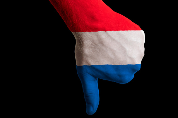 Países Bajos bandera nacional pulgares abajo gesto por el fracaso hizo w
 - Foto, Imagen