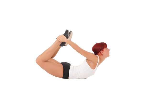 Woman working yoga exercise - Photo, image
