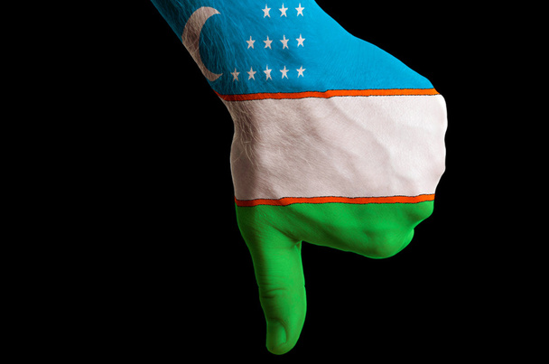 uzbequistão bandeira nacional polegares para baixo gesto por falha feita wi
 - Foto, Imagem