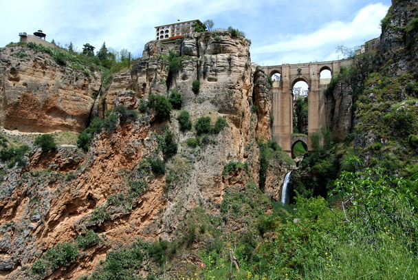 New bridge (Puente Nuevo) seen from within the gorge, Ronda, Spain. - Photo, Image