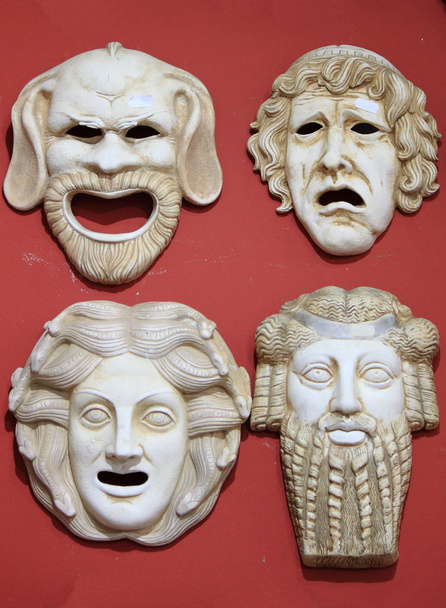 古代のギリシャ劇場マスク - 写真・画像