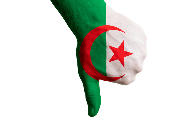 algeria bandeira nacional polegar para baixo gesto por falha feita com h
 - Foto, Imagem