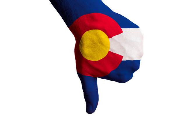 colorado нас флаг штата пальцы вниз жест за провал, сделанный с
 - Фото, изображение