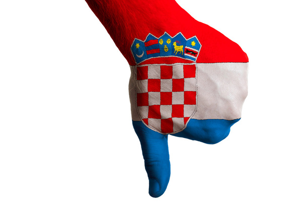 croacia bandera nacional pulgares gesto hacia abajo por el fracaso hecho con
 - Foto, Imagen
