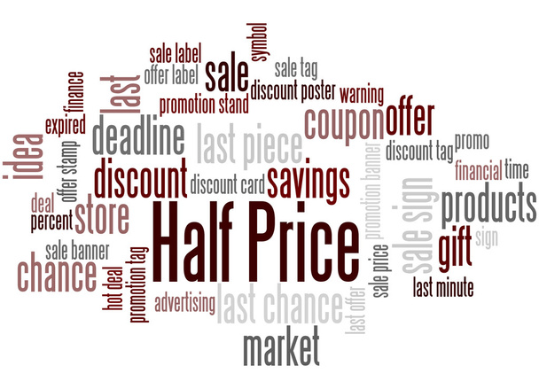 Half Price, concetto di cloud word
 - Foto, immagini