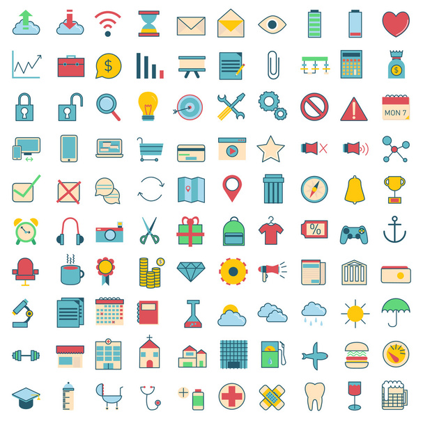 Set 100 icons  - Vector, Image