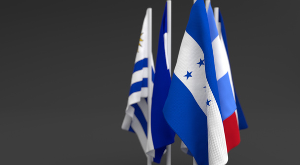 illustration 3d render, Flags of the five countries of the central america - Photo, Image