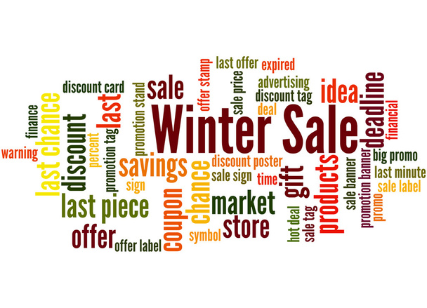 Χειμώνας πώληση, λέξη έννοια σύννεφο 5 - Φωτογραφία, εικόνα