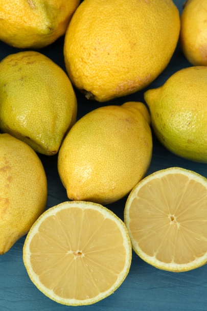 Lemons on a blue wood - Photo, Image