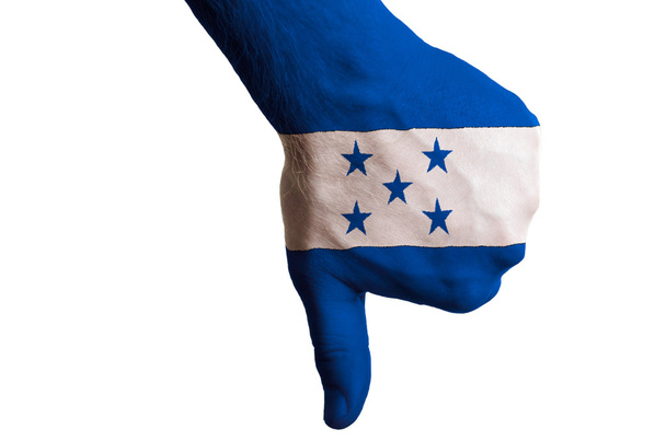 Honduras flaga kciuk w dół gest awarii z - Zdjęcie, obraz