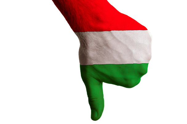 húngaro bandeira nacional polegares para baixo gesto para o fracasso feito com
 - Foto, Imagem