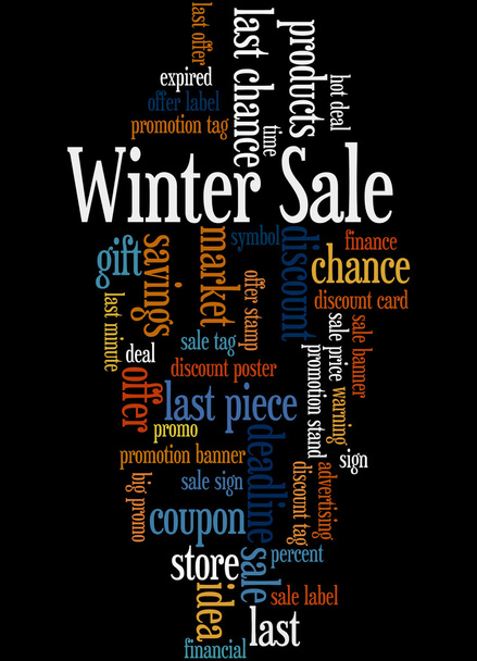 Χειμώνας πώληση, λέξη έννοια σύννεφο 2 - Φωτογραφία, εικόνα