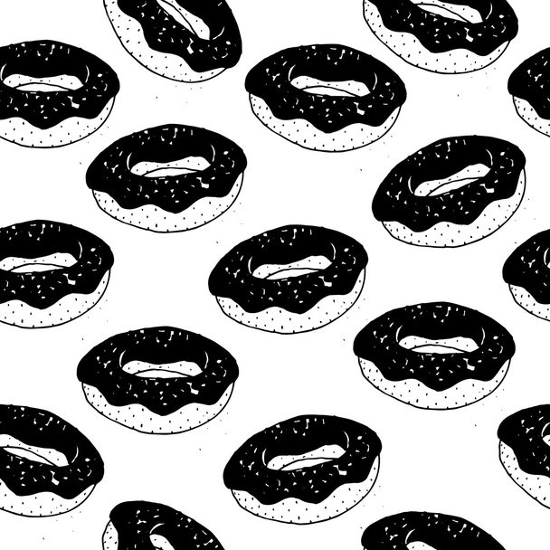 Vector seamless pattern withdonuts with glaze and sprinkles. - ベクター画像