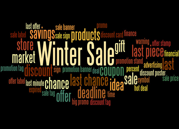 Χειμώνας πώληση, λέξη έννοια σύννεφο 6 - Φωτογραφία, εικόνα