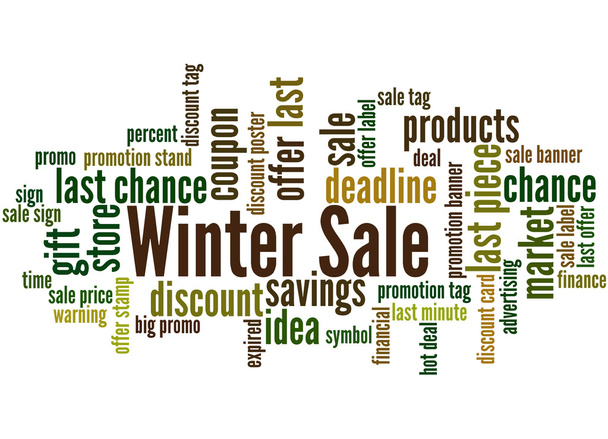 Χειμώνας πώληση, λέξη έννοια σύννεφο 4 - Φωτογραφία, εικόνα