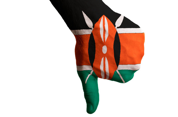 Kenya bandera nacional pulgares abajo gesto por el fracaso hecho con ha
 - Foto, Imagen