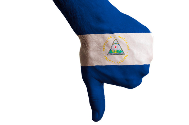 nicarágua bandeira nacional polegares para baixo gesto para o fracasso feito sagacidade
 - Foto, Imagem