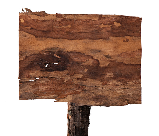 alte Holzwerbetafel isoliert auf weißem Hintergrund. - Foto, Bild
