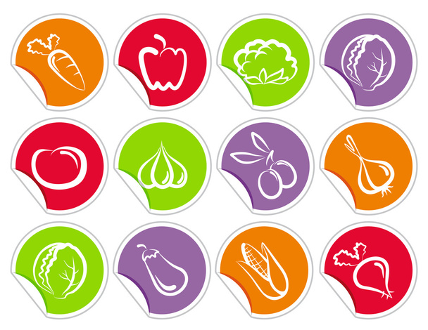 Vegetables stickers - Vector, Image