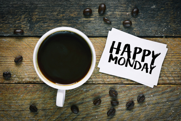 Happy pondělí karta s šálkem kávy - Fotografie, Obrázek