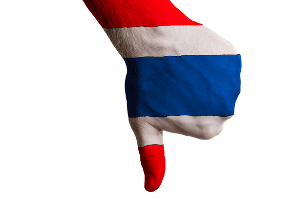 Thaiföld zászlaja hüvelykujját lefelé gesztus a hiba történt - Fotó, kép