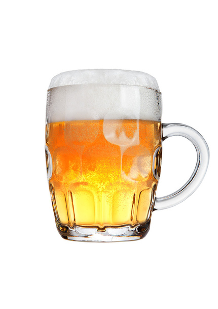 Vintage glass of beer with foam isolated on white - Foto, Imagem