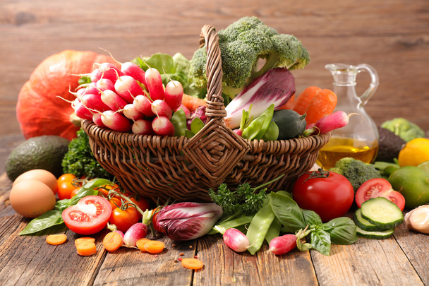 raw vegetable on wooden table - Photo, Image