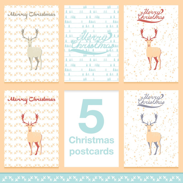 クリスマスグリーティングカードライトと雪片ベクトルの背景。メリーホリデーは、デザインヴィンテージ装飾、鹿を望みます - ベクター画像