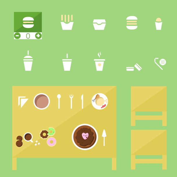 food Icons set, fastfood and tradition dishes - Vector, Image