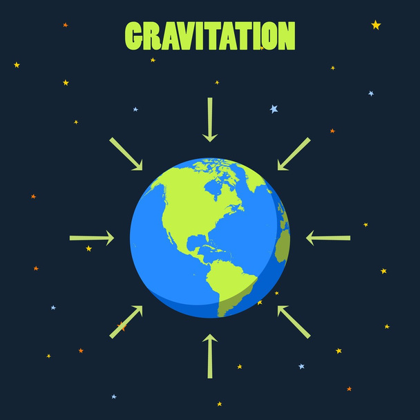 Gravitáció a földön. koncepció illusztráció és nyilak, amely megmutatja, hogyan erő a gravitáció jár. realisztikus vektor - Vektor, kép
