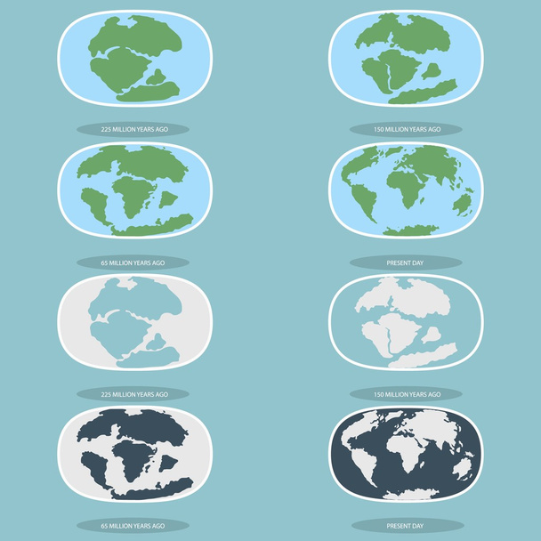 Placas tectónicas no planeta Terra. continentes modernos e infográficos Conjunto de ícones Estilo plano
 - Vetor, Imagem