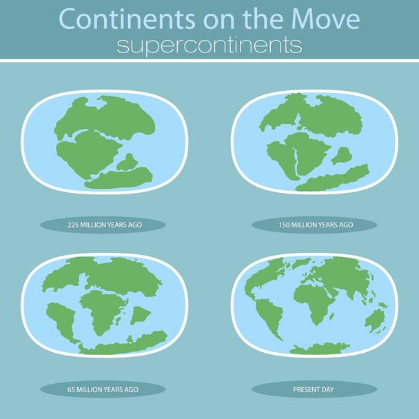 Piastre tettoniche sul pianeta Terra. continenti moderni e infografiche Set di icone Stile piatto
 - Vettoriali, immagini