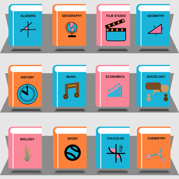 Set of course book icon on white background . Vector education concept design. - Vector, Image