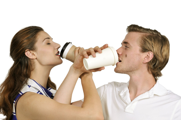 casal beber café
 - Foto, Imagem