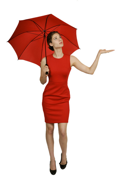 Woman Holding Umbrella - Fotó, kép