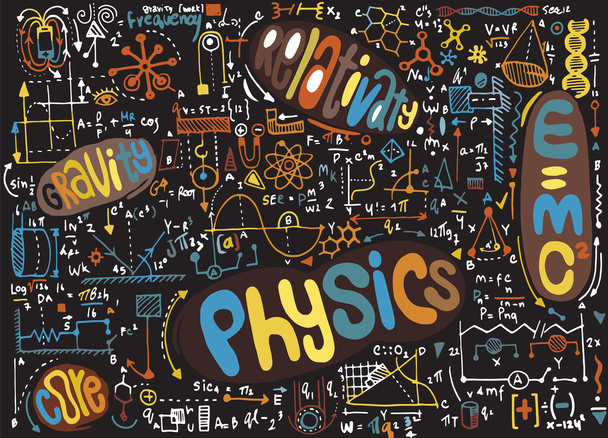 Formules physiques et phénomènes. illustration dessinée à la main. scien
 - Vecteur, image
