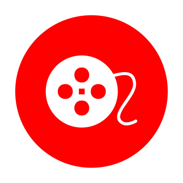 Filmkreiszeichen. weißes Symbol auf rotem Kreis. - Vektor, Bild