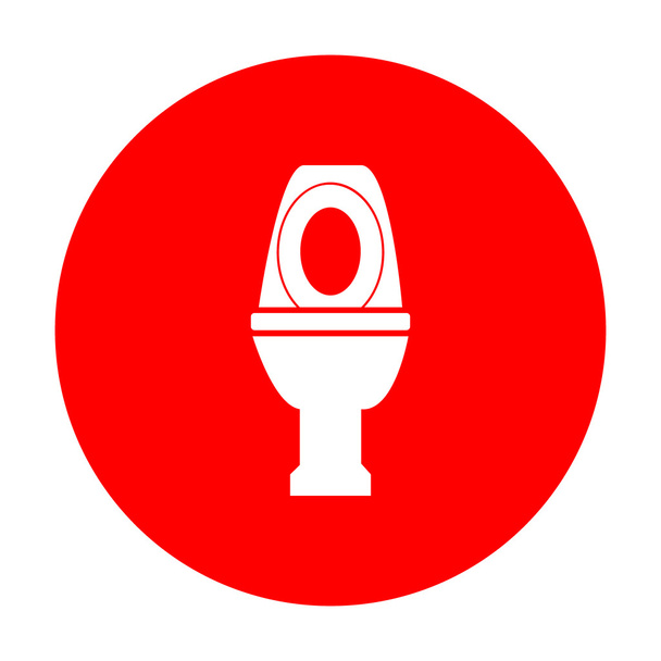 トイレのサインのイラスト。赤い丸に白いアイコン. - ベクター画像